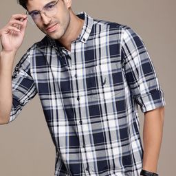 Nautica Pure Cotton Checked Button-Down Collar Classic FitCasual Shirt-image-94
