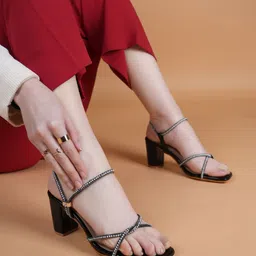 DressBerry Embellished Party Block Sandals-23