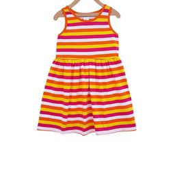 Campana Girls Red & Yellow Striped Fit and Flare Dress-8