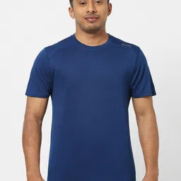Domyos by Decathlon Men Solid Blue Round Neck Regular-Fit Gym Training T-shirt-image-19