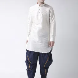DEYANN Men Off-White & Off-White Solid Kurta with Patiala-image-89