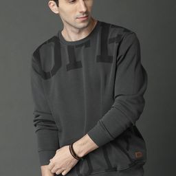 Roadster Men Charcoal Grey Printed Sweatshirt-image-77