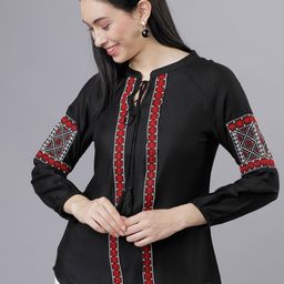 Vishudh Women Black Printed A-Line Top-image-24
