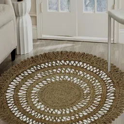 MRIC Beige Self Design Jute Carpet-11