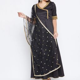 studio rasa Black & Gold-Toned Sequinned Dupatta-image-36