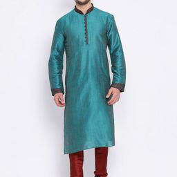 Sanwara Men Green Solid Handloom Straight Kurta-picture-55
