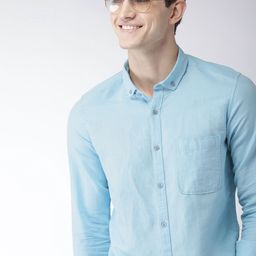 Mast & Harbour Men Blue Slim Fit  Casual Linen Cotton Sustainable Shirt-image-18