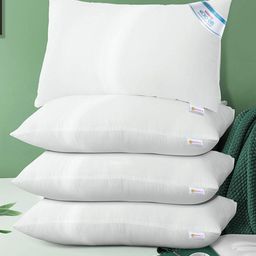 BIANCA Set Of 4 White Solid Shape Adjusting Orthopedic Micro Bamboo Gel Fiber Pillows-1