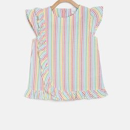MINI KLUB Girls Multicoloured Candy Stripe A-Line Pure Cotton Top-picture-19