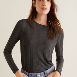 MANGO Women Charcoal Grey Self-Striped Pullover-image-16