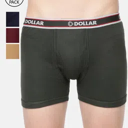 Dollar Bigboss Men Solid Pack of 4 Combed Cotton Intrerlock Pocket Trunks MDTR-10-21