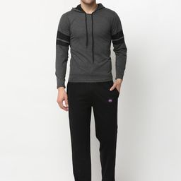 VIMAL JONNEY Men Grey & Black Solid Night Suit-image-80