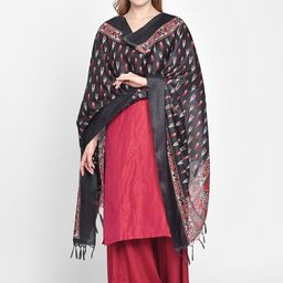 Dupatta Bazaar Black & Red Printed Dupatta-image-53