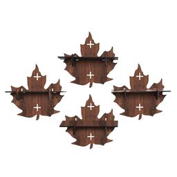 RANDOM Set of 4 Brown MDF Autumn Leaves Basic Wall Shelf-1
