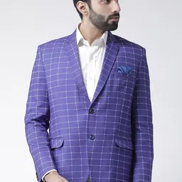Hangup Men Purple Checked Regular-Fit Single-Breasted Blazer-image-55