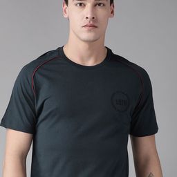 The Roadster Lifestyle Co Men Navy Blue Solid Round Neck Pure Cotton T-shirt-image-52