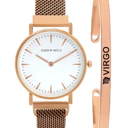 JOKER & WITCH Women White & Gold-Toned Ivy Virgo Watch & Bracelet Gift Set JWBS327-image-92