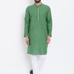even Men Green Solid Straight Kurta-image-121