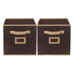 Kuber Industries Set Of 2 Brown Solid Large Storage Cube With Handle-54