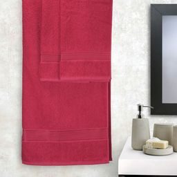 BIANCA Unisex Set of 3 Pink Solid 380 GSM Towels-0