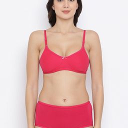 Clovia Women Pink Solid Lingerie Set COMBBP22532B-28