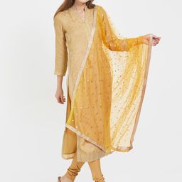 Dupatta Bazaar Yellow Embroidered Dupatta-38