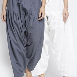 GRACIT Women Pack Of 2 White & Grey Solid Salwars-picture-53