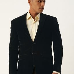 Peter England Solid Neo Slim-Fit Single-Breasted Select Velvet Party Blazer-picture-38