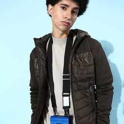 WROGN Men Black Solid Hooded Padded Jacket-image-53