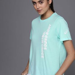 ASICS Women Blue & White Printed T-shirt-image-50