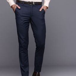 Louis Philippe Men Slim Tapered Fit Checked Formal Trousers-picture-17