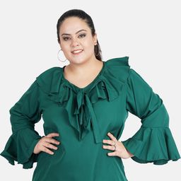 Indietoga Women Green Solid Plus Size Top-picture-13