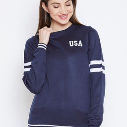 JUMP USA Women Navy Blue Solid Sweater-image-96