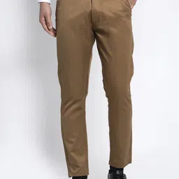JAINISH Men Brown Slim Fit Solid Formal Trousers-image-89