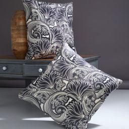 ROMEE Cream-Coloured & Black Set of 2 Floral Square Cushion Covers-18
