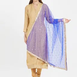 Dupatta Bazaar Blue & Gold-Coloured Embroidered Dupatta-picture-8