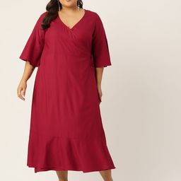 theRebelinme Plus Size Bell Sleeves Midi Dress-image-53