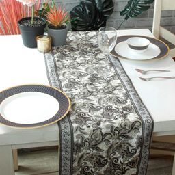 ROMEE Unisex Off-White & Black Paisley Printed Table Runner-31