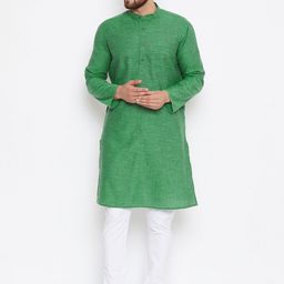 even Men Green Solid Straight Kurta-image-62