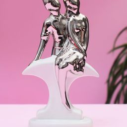 Archies Love Gifts Unisex Silver and White Seated Love Couple Showpiece-image-25