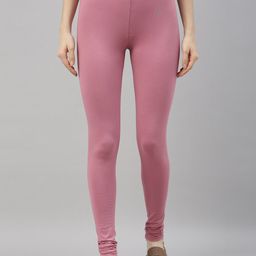 TWIN BIRDS Women Pink Solid Churidar-Length Leggings-54