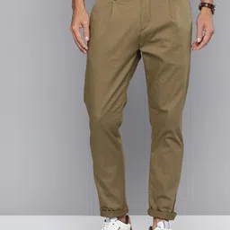 Flying Machine Men Self Design Slash Slim Tapered Fit Textured Pleated Chinos Trousers-picture-33