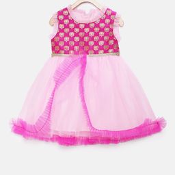 MANY FROCKS & Girls Pink Solid A-Line Dress-image-91