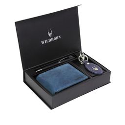 WildHorn Men Teal Blue & Black RFID Protected Genuine Leather Accessory Gift Set-image-119
