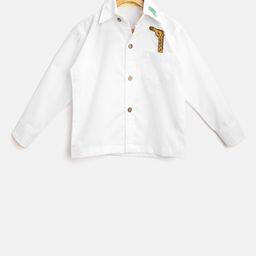 Kids Clan Boys White Regular Fit Solid Casual Shirt-image-29