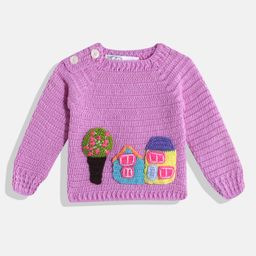 CHUTPUT Unisex Kids Knitted Woollen Pullover with Embroidered Detail-68