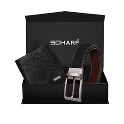 SCHARF Men Black Solid Leather Accessory Gift Set-image-85
