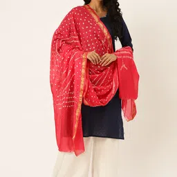Shaily Pink & White Bandhani Print Dupatta-21