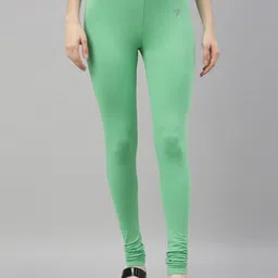 TWIN BIRDS Women Green Solid Churidar-Length Leggings-picture-0