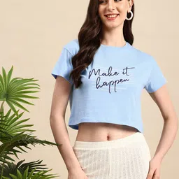 Mast & Harbour Typography Printed Drop-Shoulder Sleeves Pure Cotton Boxy T-shirt-picture-22